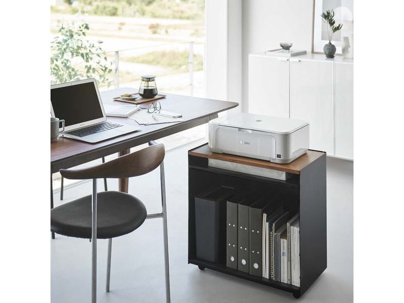 Yamazaki Servierwagen Tower 60.3 x 59 cm, Schwarz Halbgeschlossener Aufbewahrungswagen