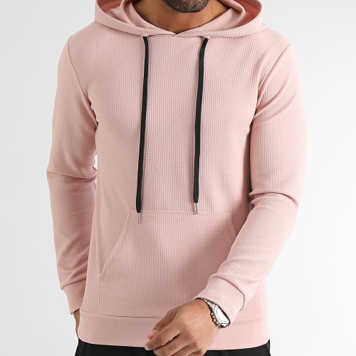 Sweat Capuche Texturé Waffle 0616 Rose