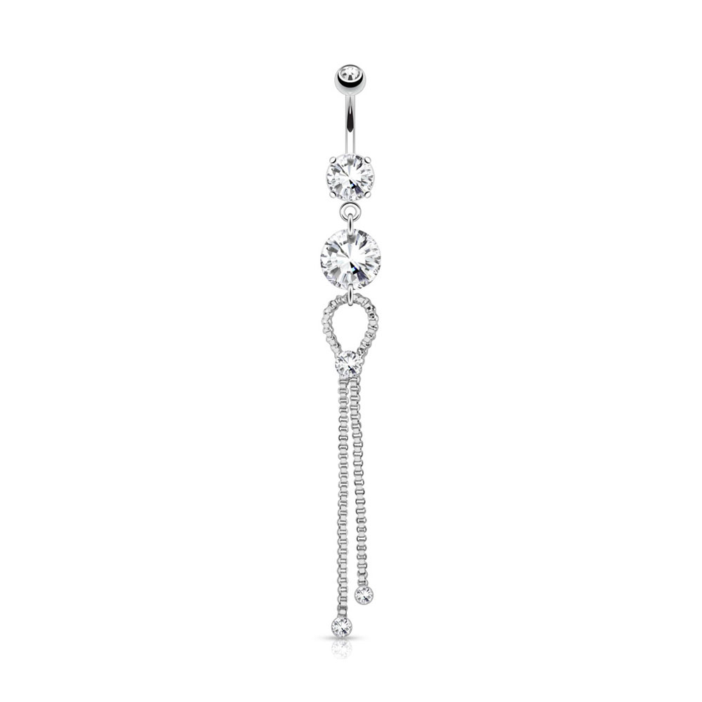 (10mm) 316L Chirurgenstahl Bauchnabelpiercing mit Gewindeverschluss Bolo Tie Anhänger - Silber