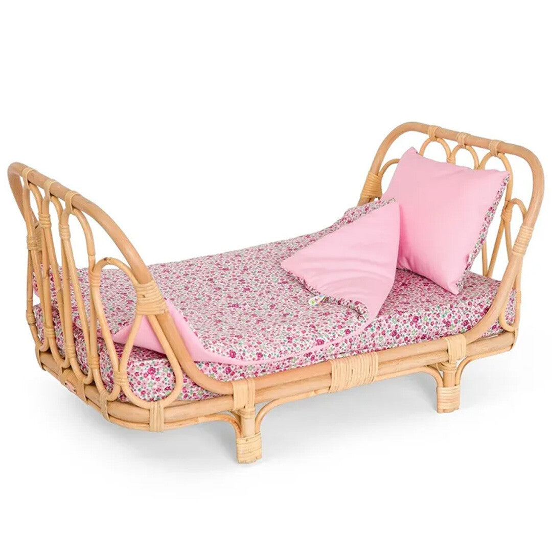 Poppie toys rotan poppenbed met beddengoed