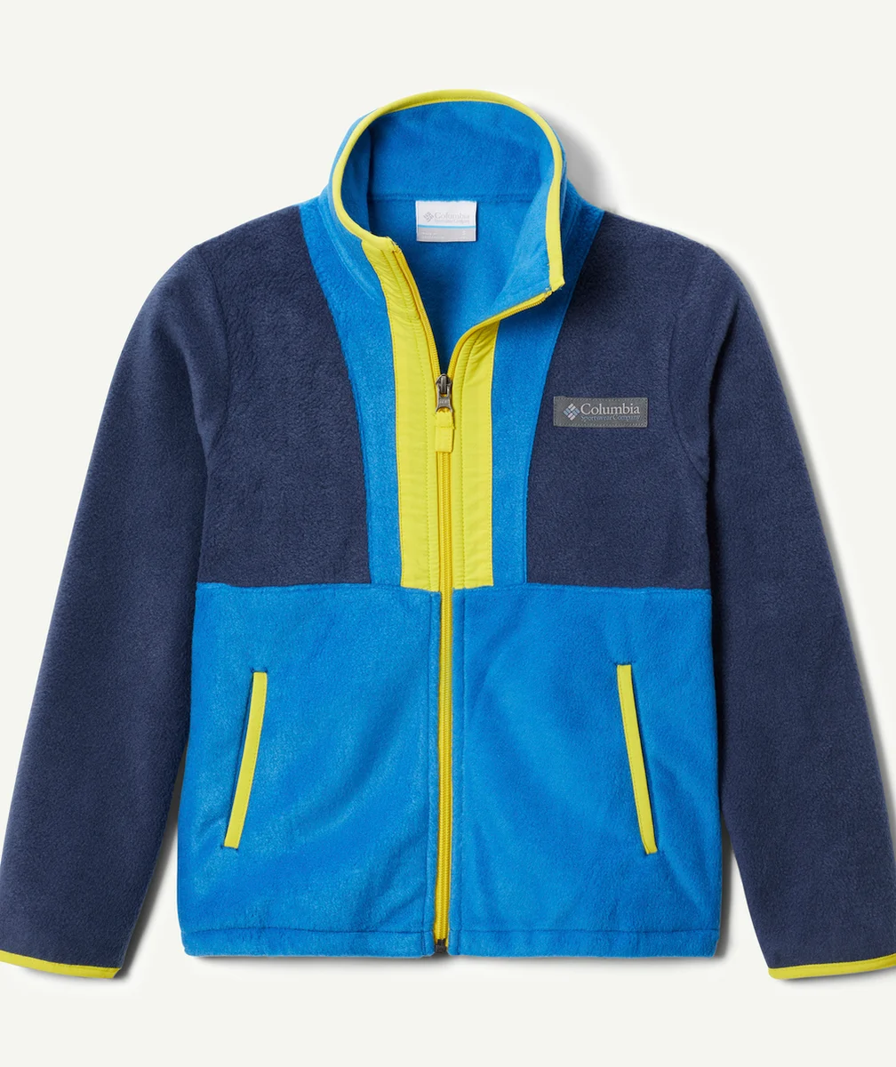 COLUMBIAVESTE GARÇON BACK BOWL POLAIRE BLEUE ET JAUNE AVEC ZIP