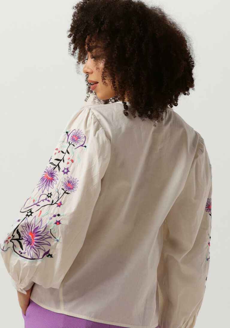 POM AMSTERDAM zand pom amsterdam blouse embroidery purple blouse