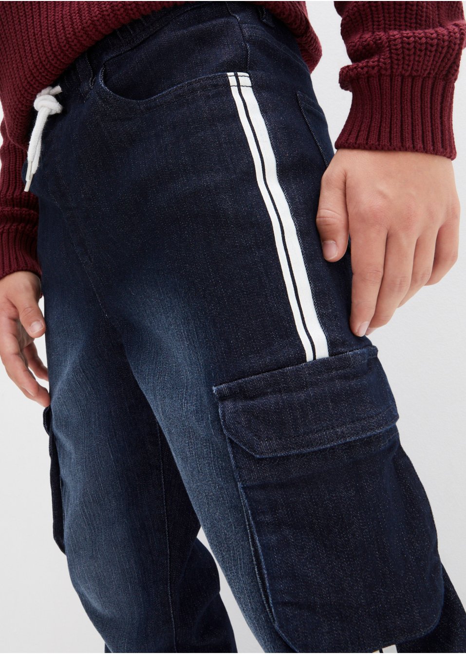 Jean taille extensible thermo garçon avec galon, Tapered Fit