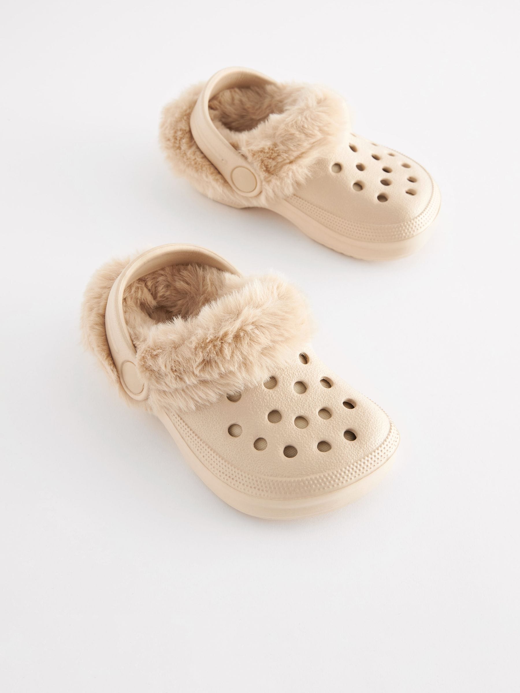 Neutraal beige - Pantoffelklompen met voering van imitatiebont