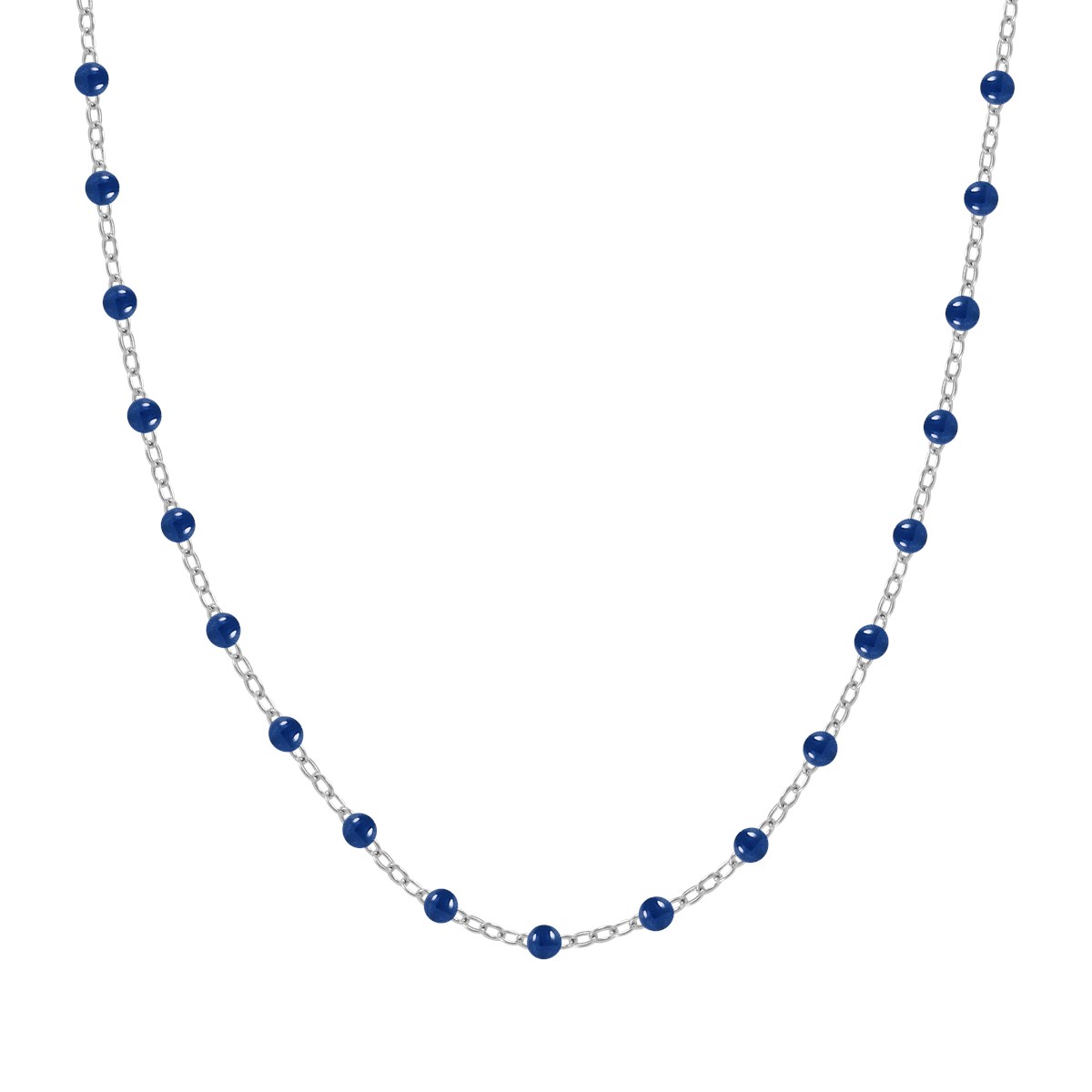 Collier à pierres bleues en acier argenté