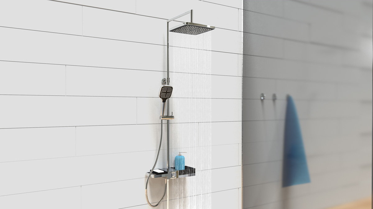 Schutte Blueperl regendoucheset met shampoo houder chroom
