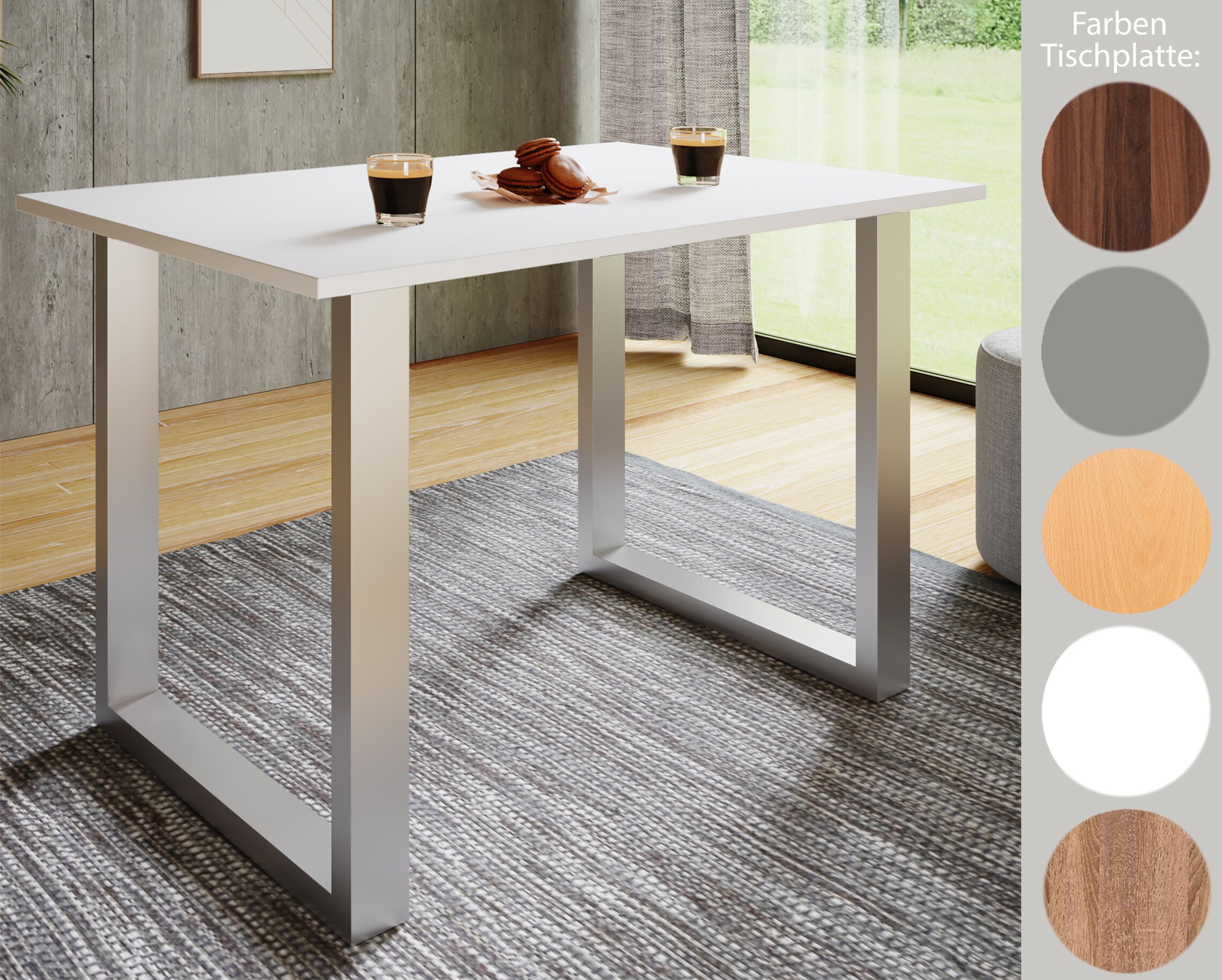VCM Premium Holz Esstisch Küchentisch Speisetisch Tisch Xona U Silber