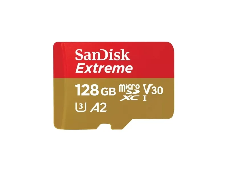 SanDisk Extreme - Flashhukommelseskort (microSDXC til SD adapter inkluderet) - 128 GB - A2 / Video Class V30 / UHS-I U3 / Class10 - microSDXC UHS-I