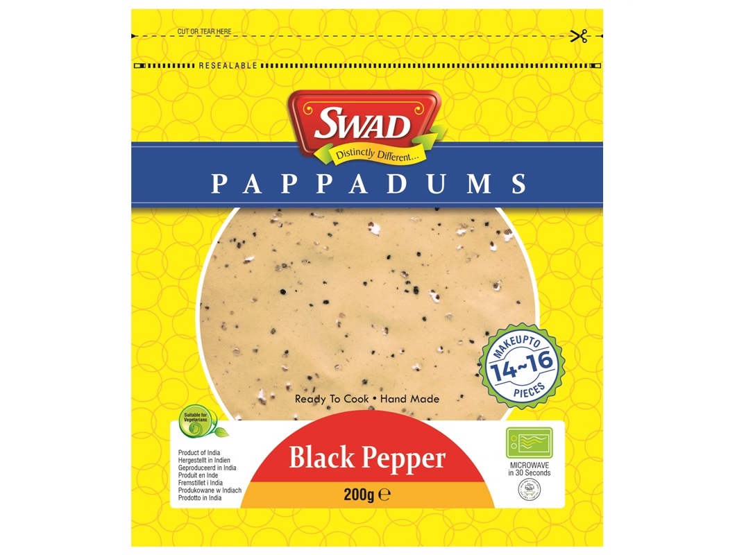 PAPPADUM SWAD DE PIMENTA PRETA 200G