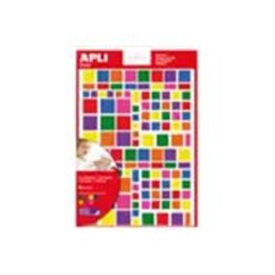 Apli - 6 feuilles gommettes carrées - coloris assortis