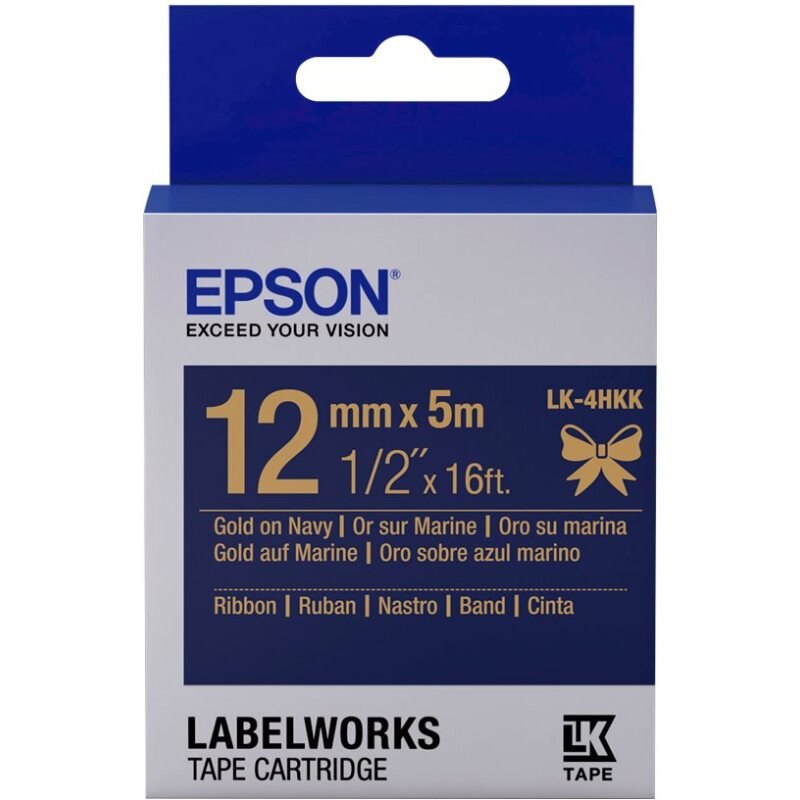 Epson Ruban satin pour étiqueteuse LK-4HKK Or/Marine 12 mm (5 m)