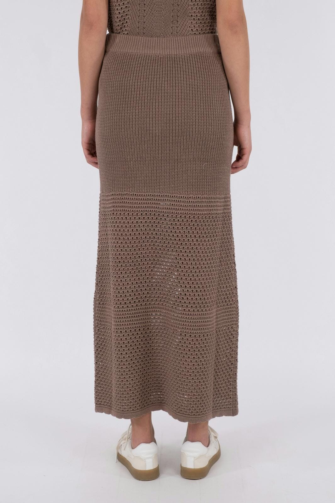 Neo Noir Lyric Crochet Knit Skirt dusty brown