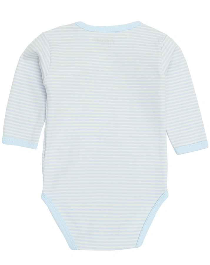 Langarm-Body BASIC gestreift in hellblau