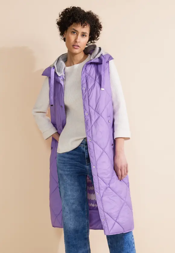 Gesteppte Long Weste - shiny lilac