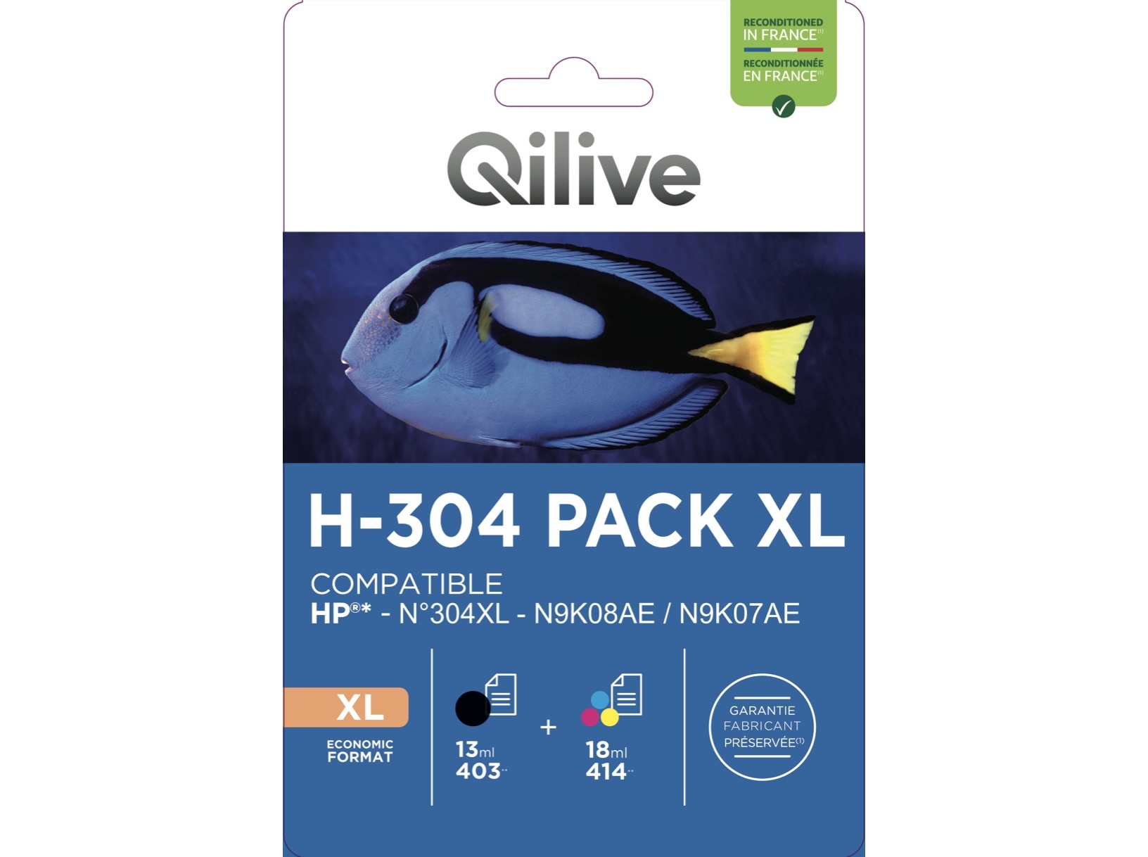 TINTEIRO COMPAT/ RECICL QILIVE H-304 PACK XL 27839 B CMY HP