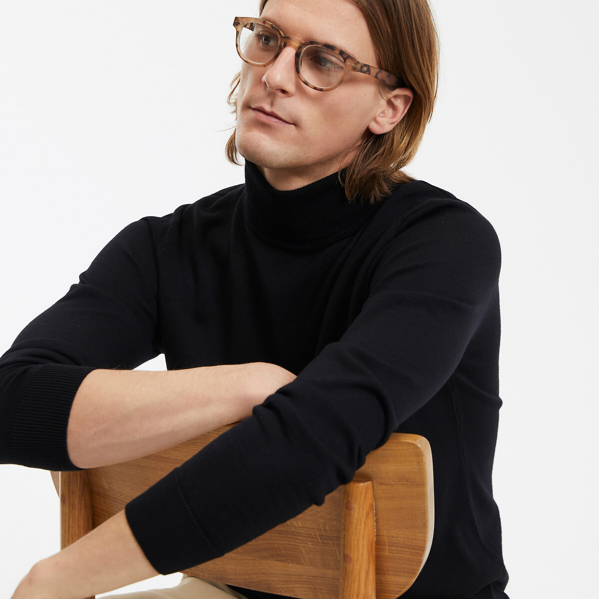 COLEÇÕES LA REDOUTE<br>Suéter de gola alta em lã merino, fabricado na Europa