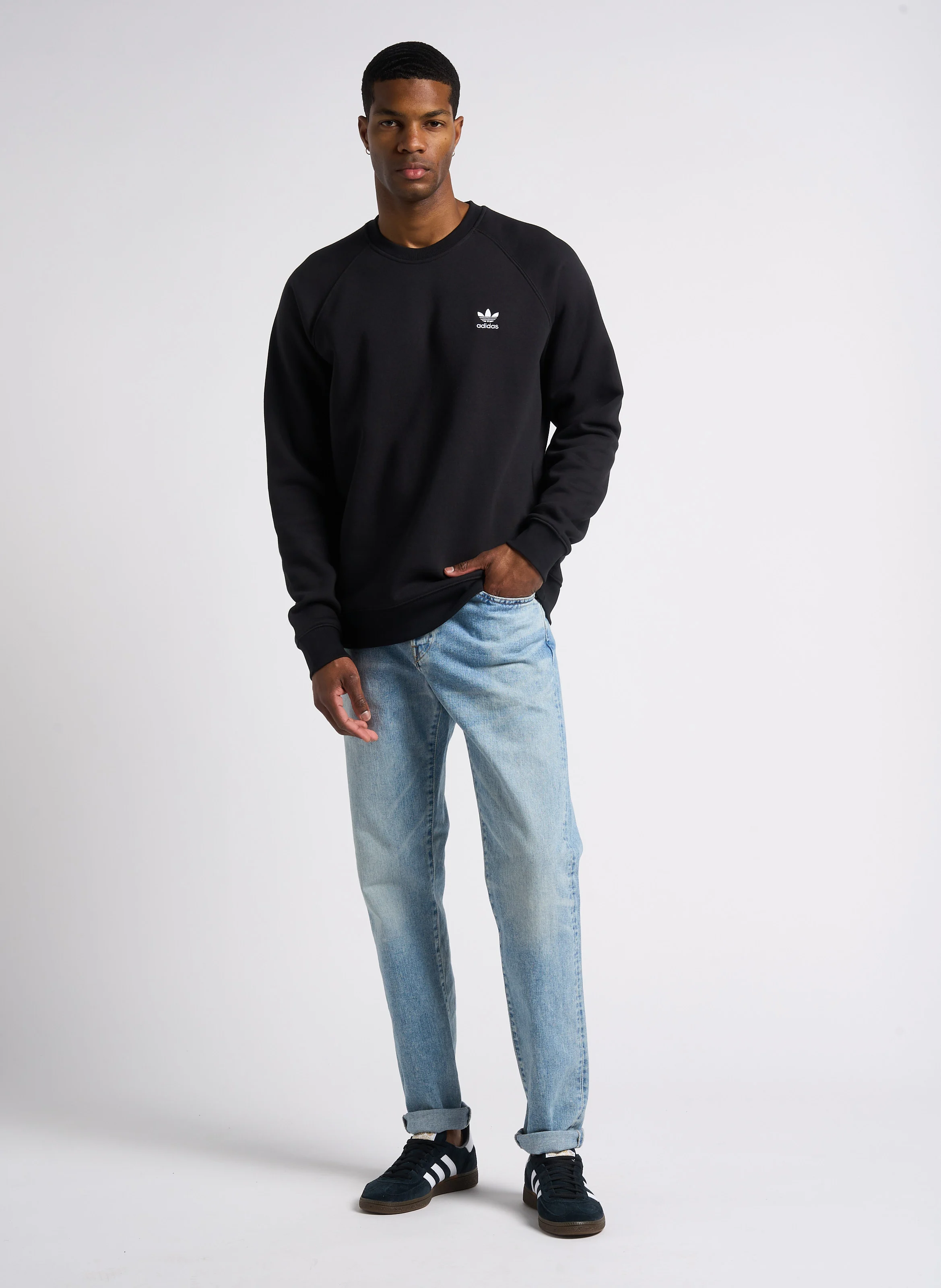 Sweat col rond en molleton doux| Noir