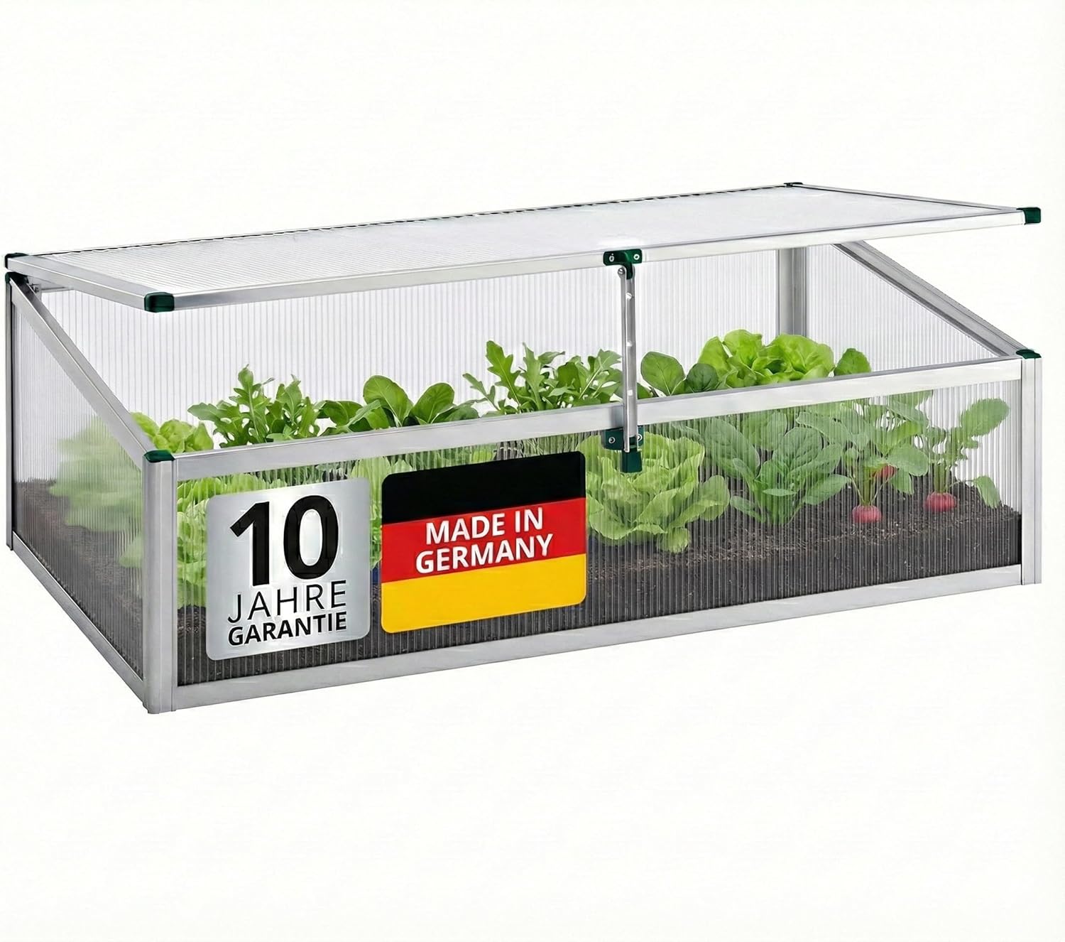 Beckmann Frühbeet Typ Allgäu Modell FSH – Extrem Stabil: Hagelfeste 6mm Platten – Made in Germany – UV-Schutz—Premium Aluminium Mini-Gewächshaus – 98x58cm