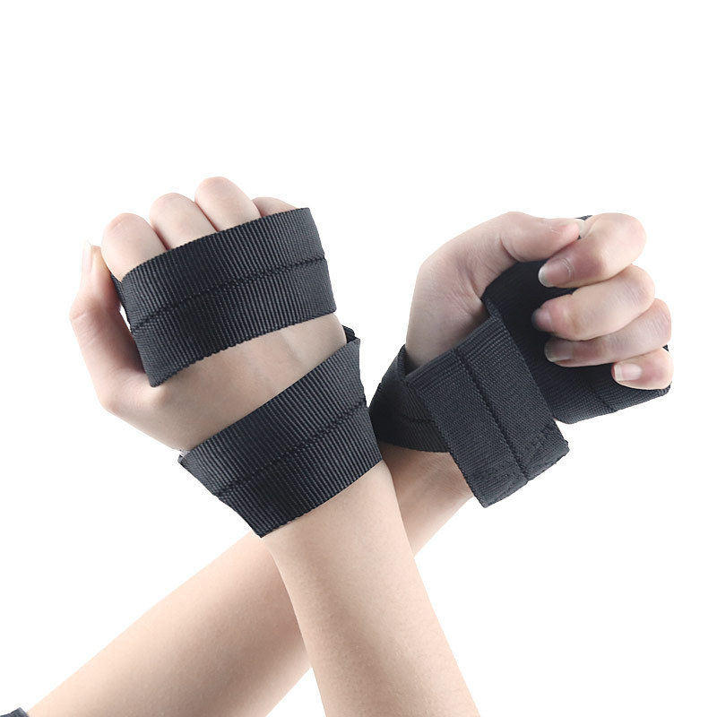 (1 Paar) 60x4cm Zughilfe Bandage für Krafttraining / Kreuzheben / Bodybuilding / Fitness - Schwarz