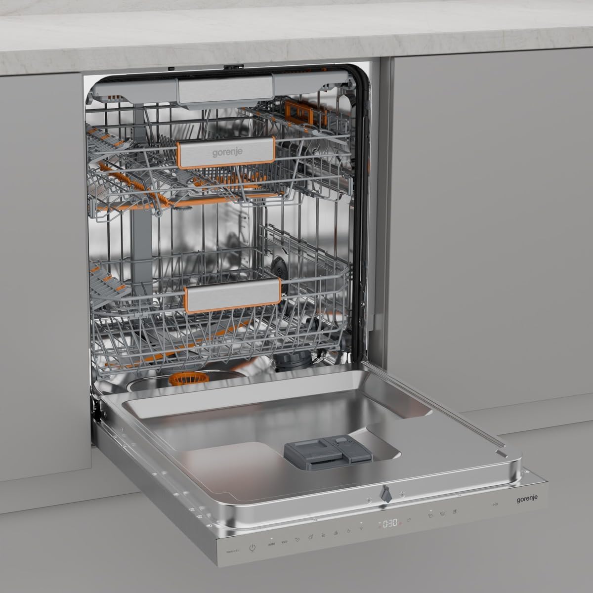 Gorenje ULTRA16BUWIFIX Geschirrspüler/Unterbaugerät/60 breite/16 Maßgedecke/6 Programme/EU Made/TotalDry/Status LED-Licht/FlexUse/Total AquaStop/MultiClack/EEK: B/Einbaumaße (HxBxT):82 x 60 x 57,5 cm