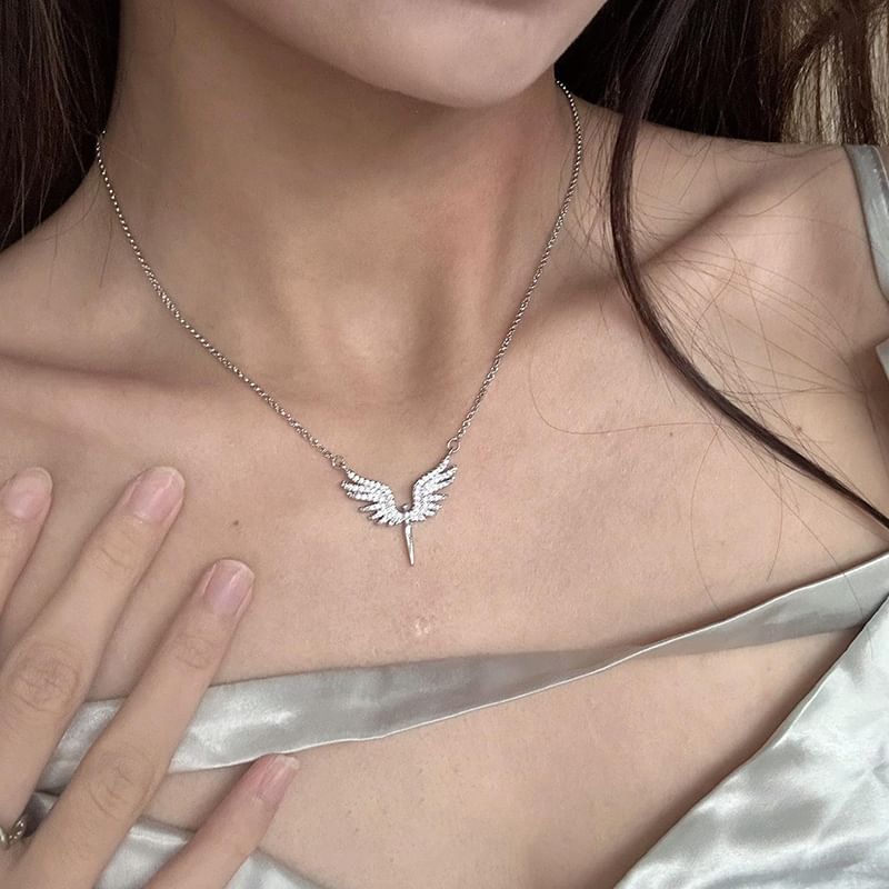 Lilafey - Vleugel strass hanger ketting