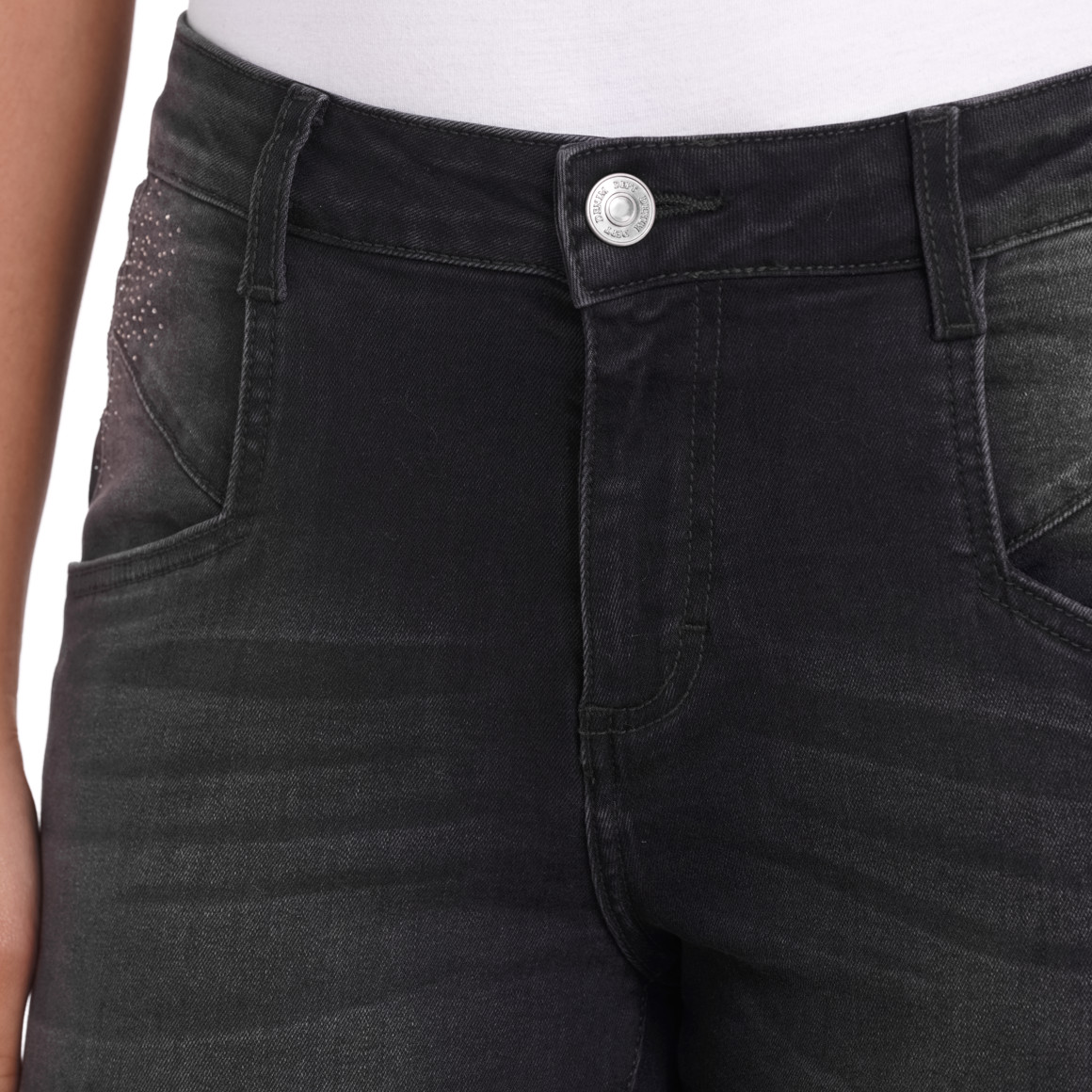Gina Benotti Damen Slim-Jeans mit Used-Waschung schwarz