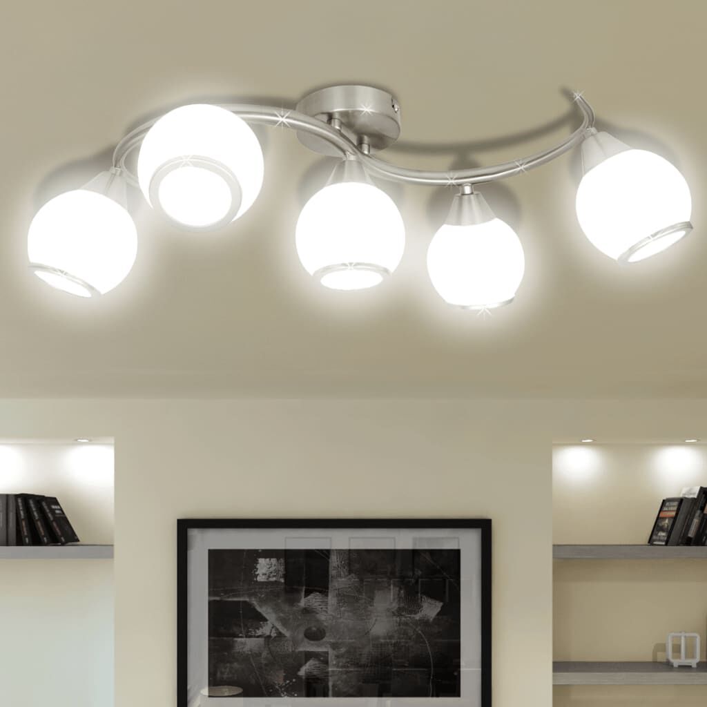 vidaXL Plafondlamp met glazen kappen op een golvende buis