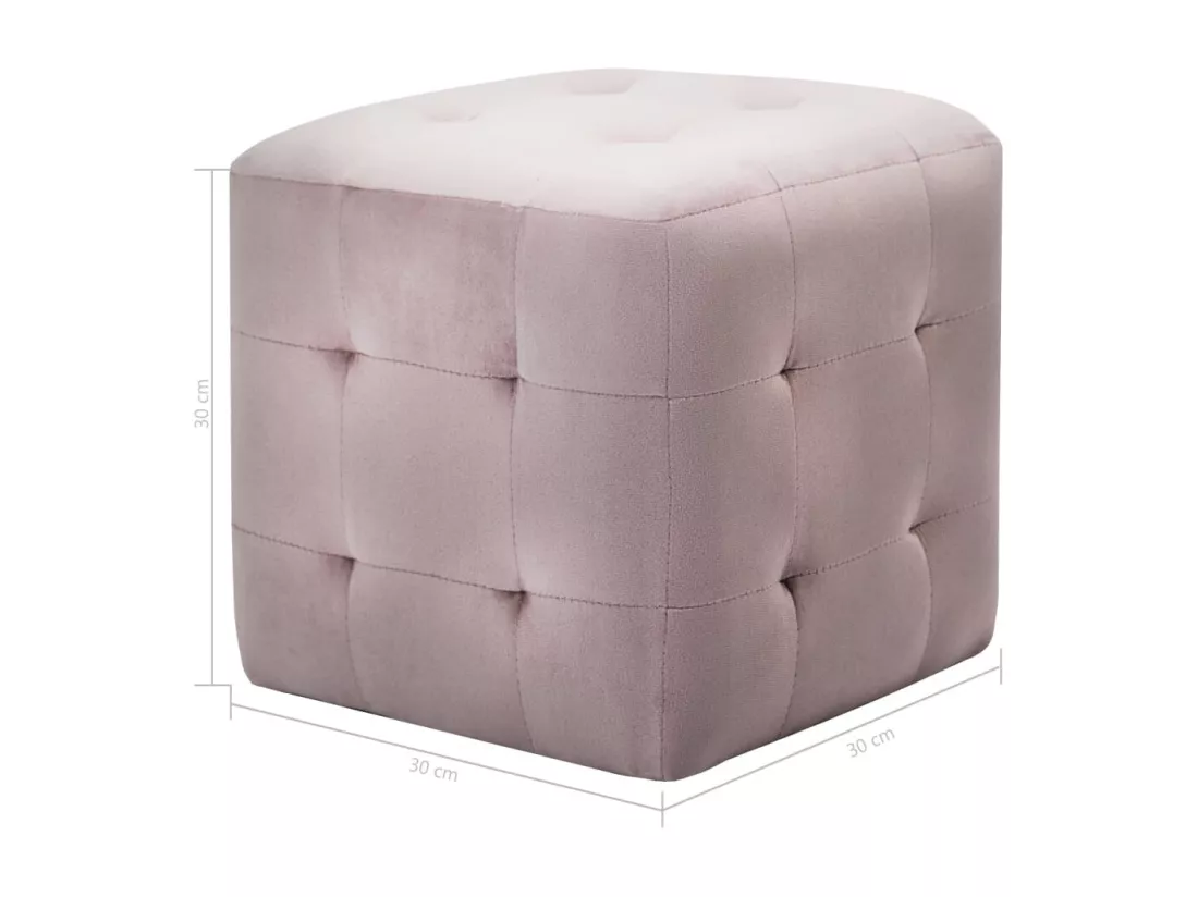 2 pcs Poufs Rose 30 x 30 x 30 cm Tissu velours
