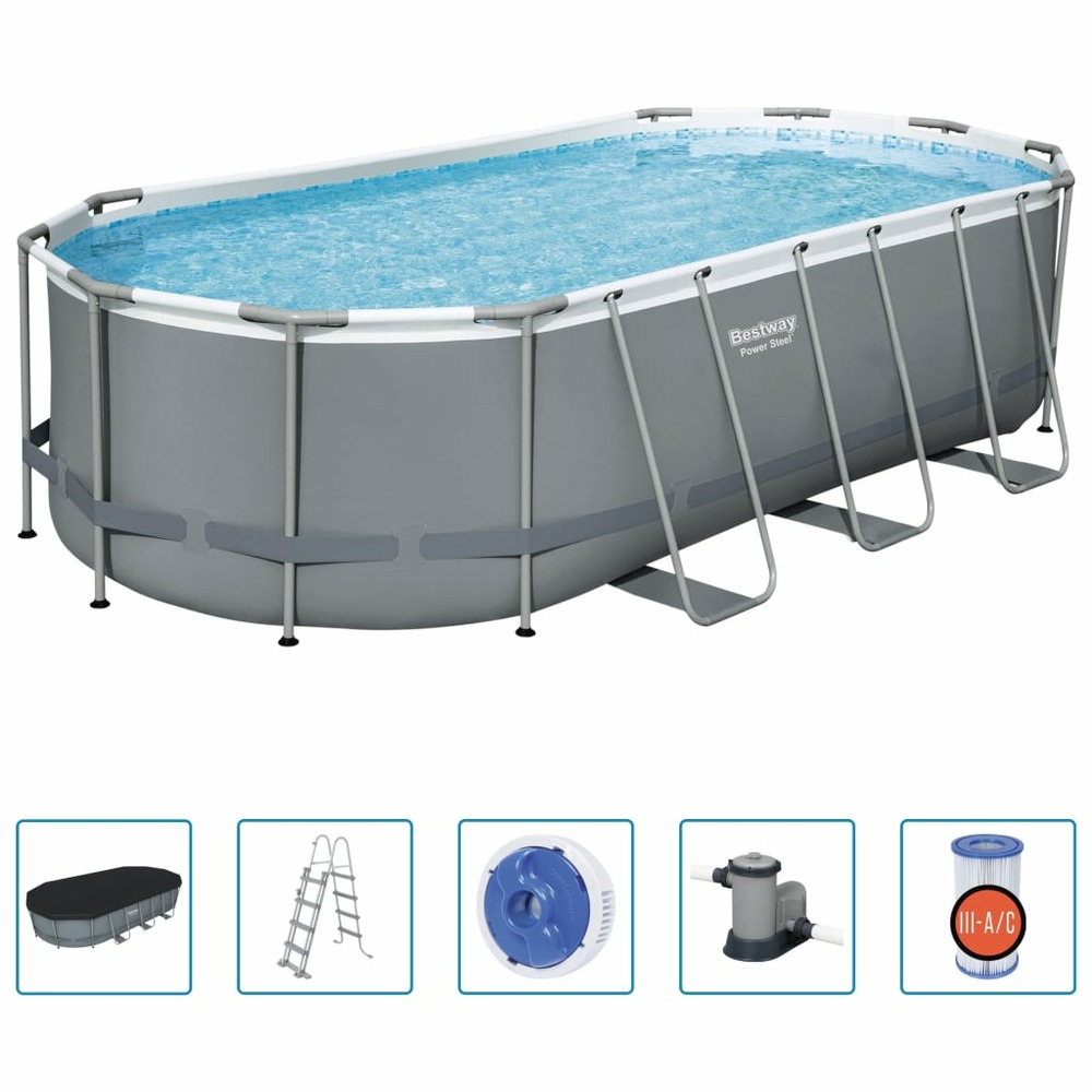 Piscine hors sol power steel ovale 549x274x122 cm