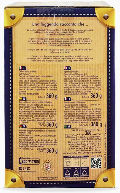 Caffè Borbone - Miscela Deka - Koffiepads - 50 Stuks - Cafeïnevrij