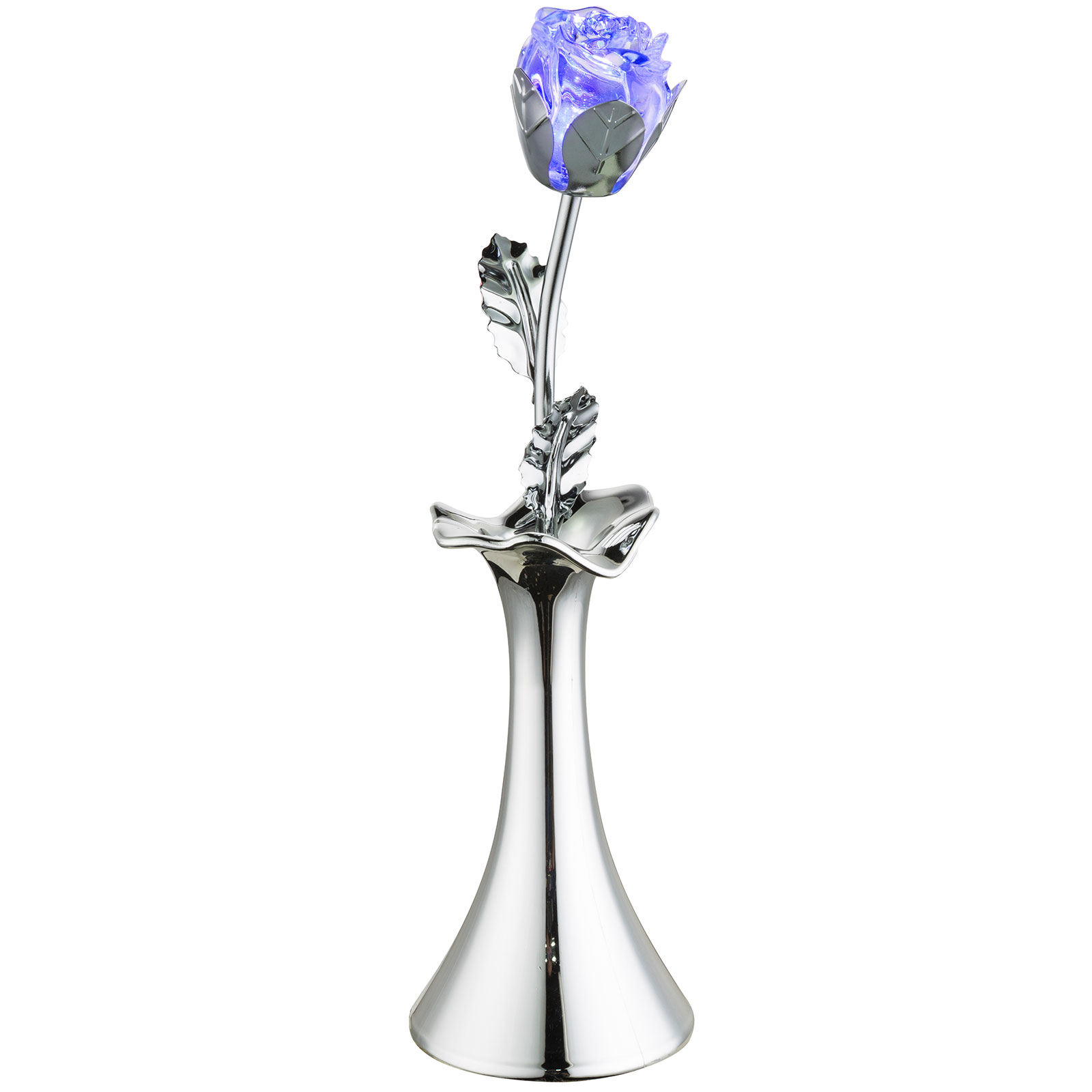 RGB-LED-Deko-Rose - chromfarben - mit Farbwechsel