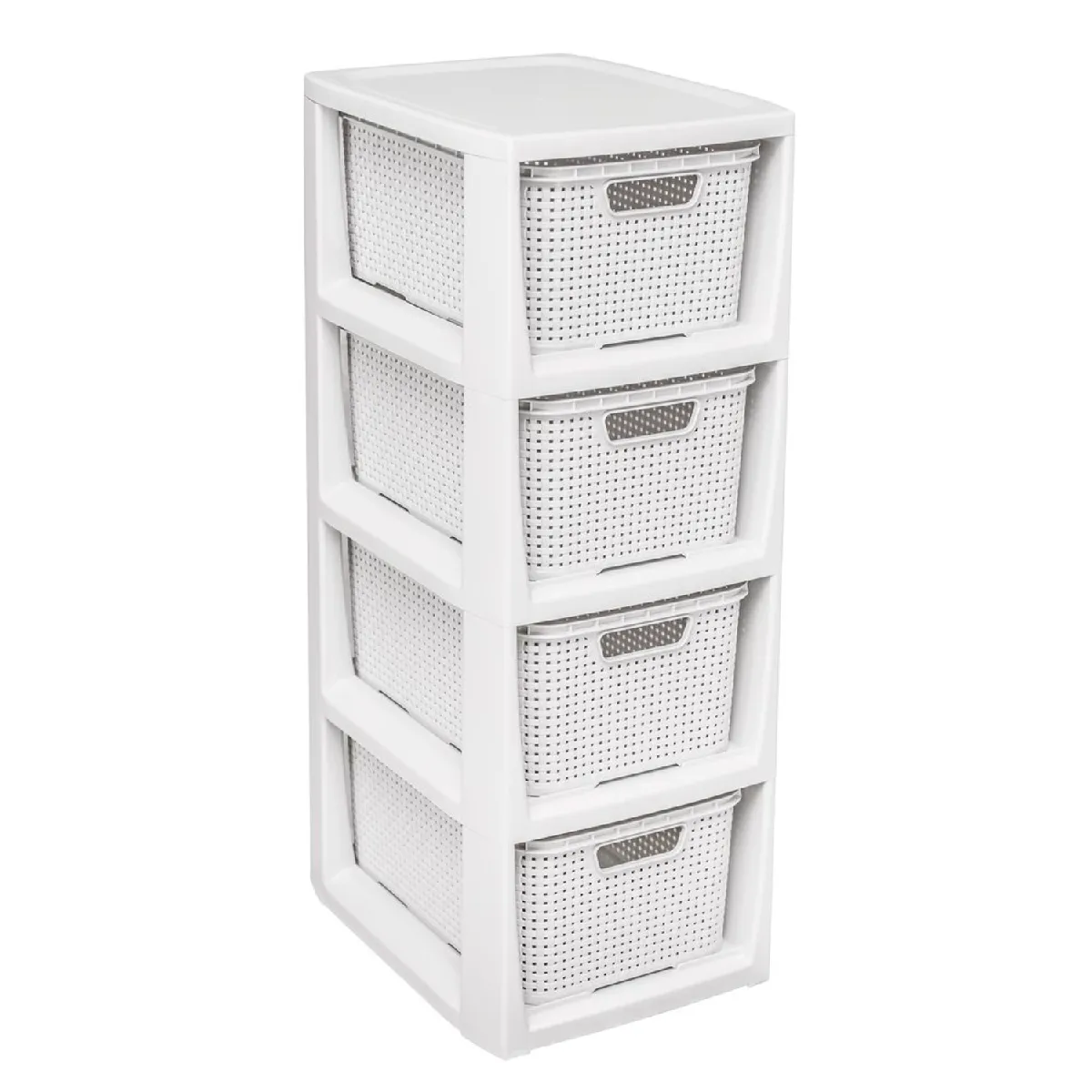 BranQ Etagère avec 4 paniers blanc antique