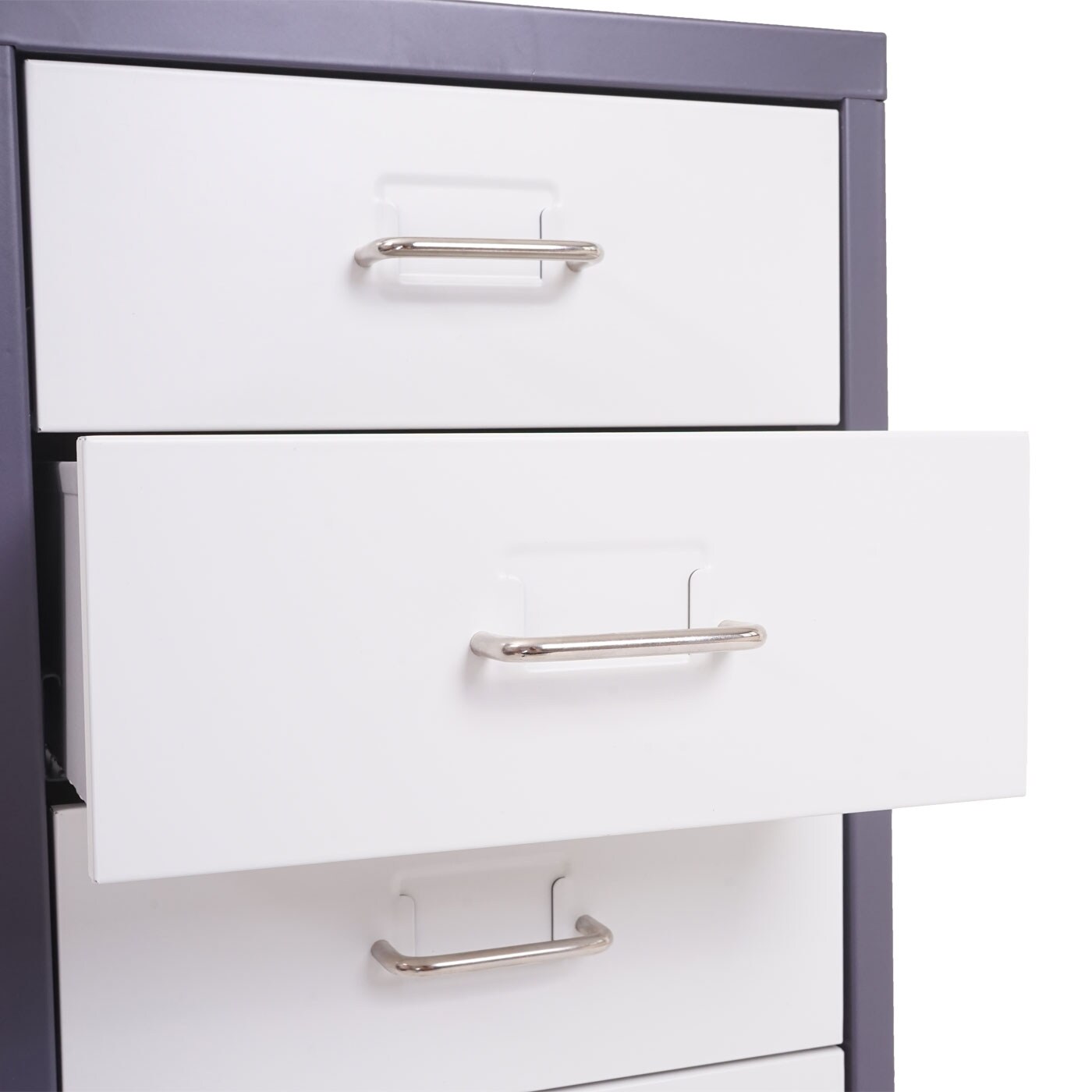 Rollcontainer Preston T851, Schubladenschrank Stahlschrank, 69x28x41cm 5 Schubladen ~ dunkelgrau weiß-dunkelgrau