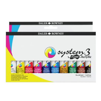 Daler Rowney System3 Fluid Acrylic Paint Introduction Set : 10x29.5ml