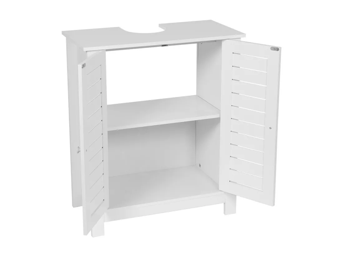 Meuble sous lavabo 2 Portes et 1 Etagère intérieure H 70 cm - Blanc