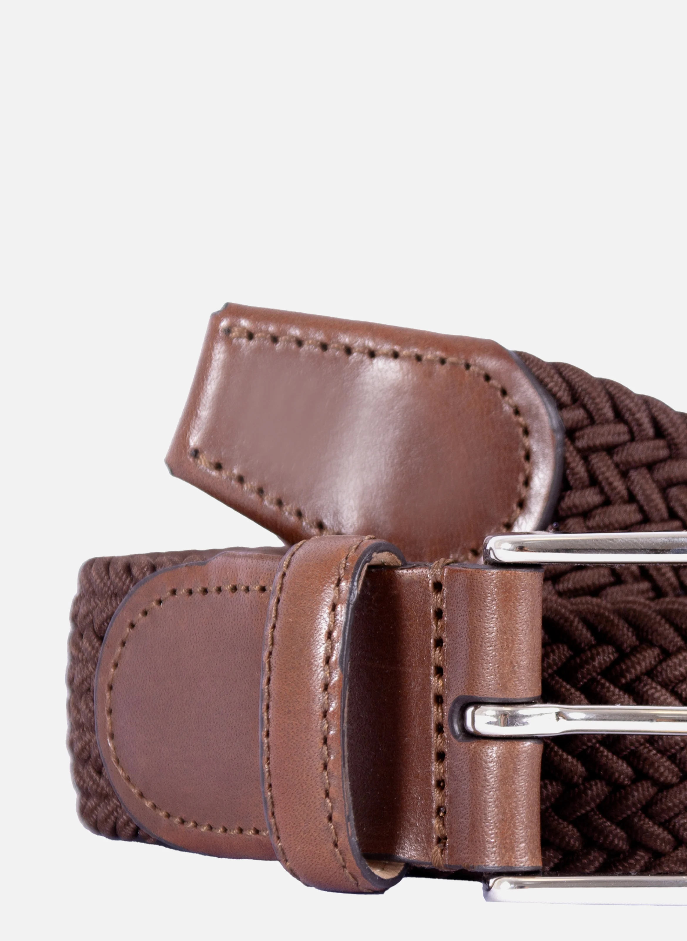 Ceinture tressée polyester cuir | Marron
