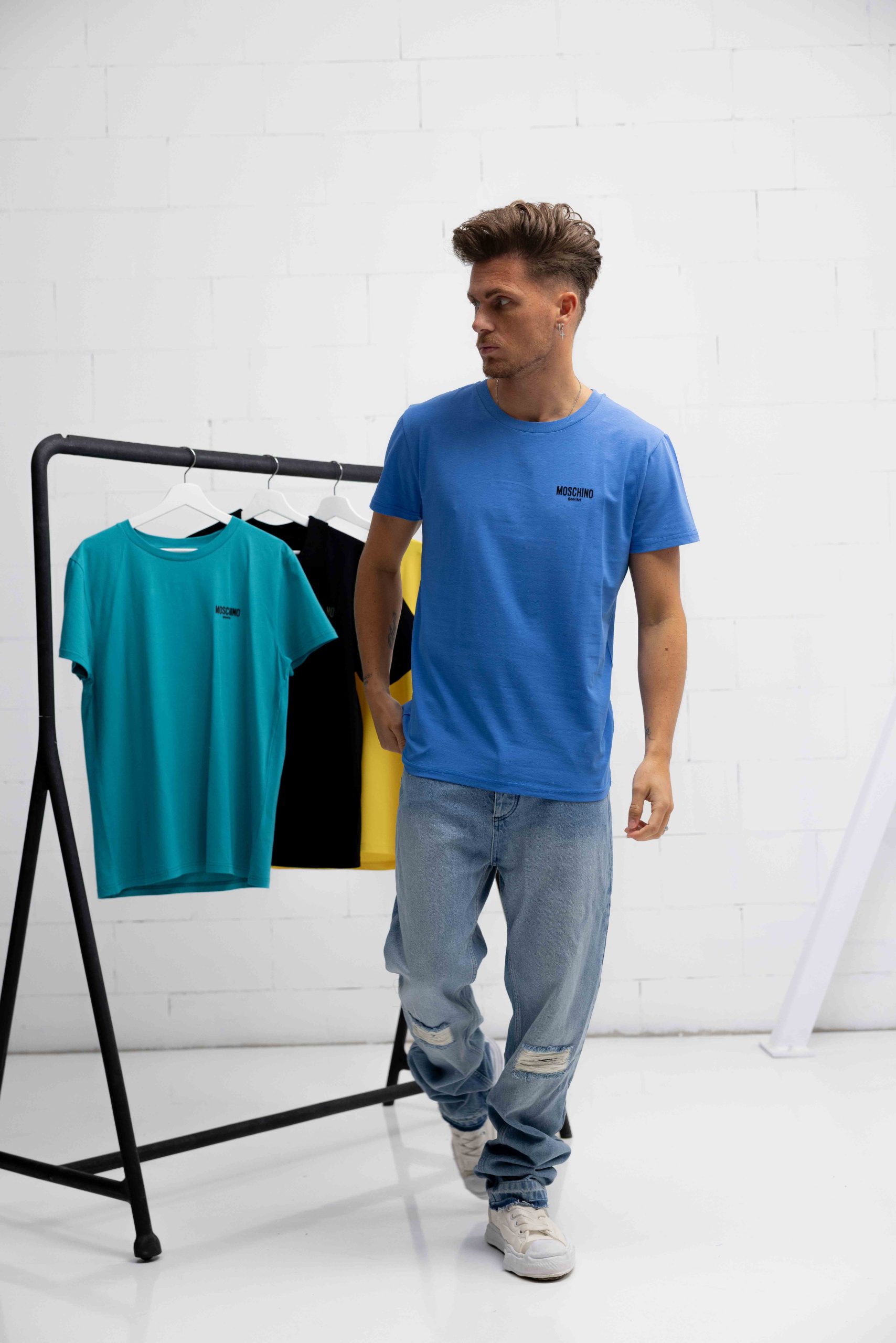 Moschino Swim T-Shirt Heren Blauw
