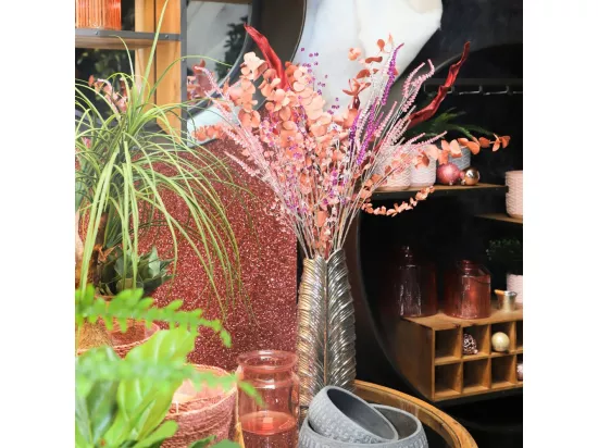 Branche de fleurs «Pastilles Cristal» en verre violet 90 cm