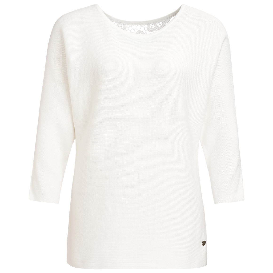 Gina Damen Pullover mit Spitze cremeweiss