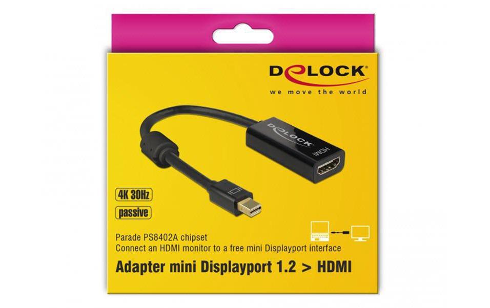 Adapter Mini-Displayport – HDMI passiv, 4K, schwarzHDMI zu Mini Displayport Adapter, 20 cm, schwarz