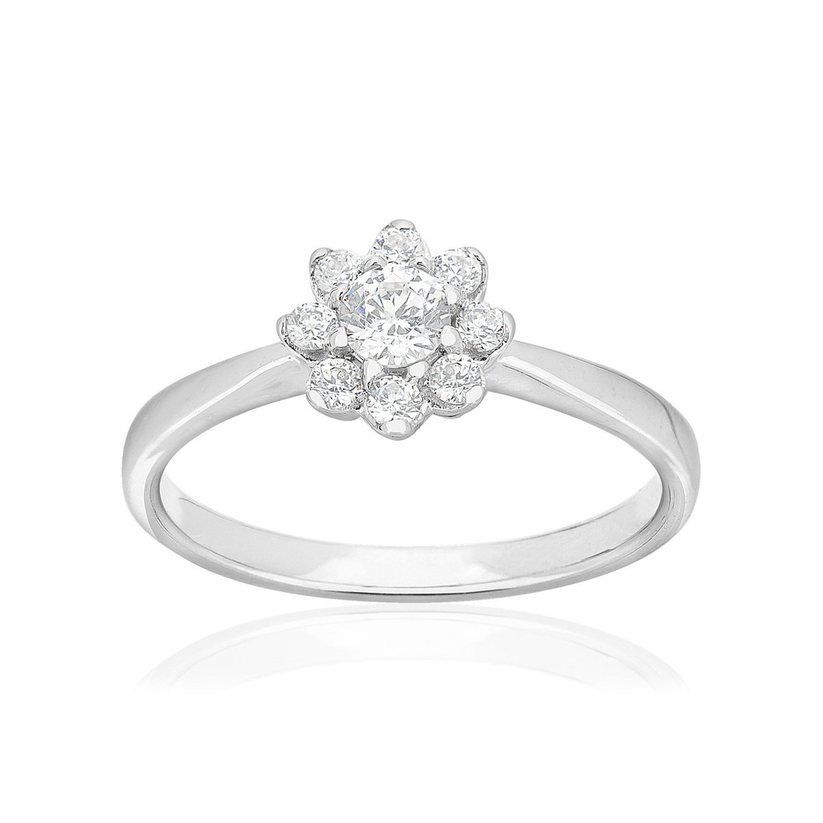 Bague or 750 blanc diamants synthétiques 0.40 carat