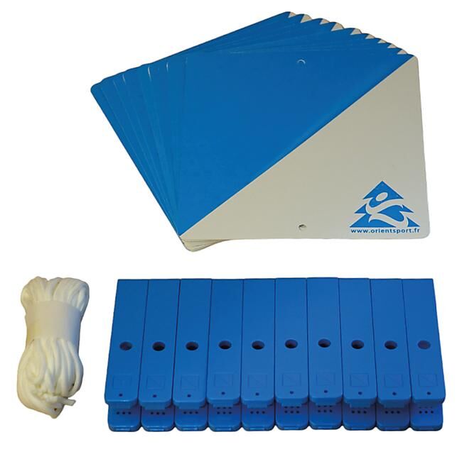 ORIENTSPORT - LOT DE 10 BALISES+PINCES COULEURS : BLEU