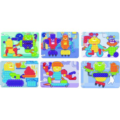 Jeu miniland planches robots 31x21cm pack de 6 unités