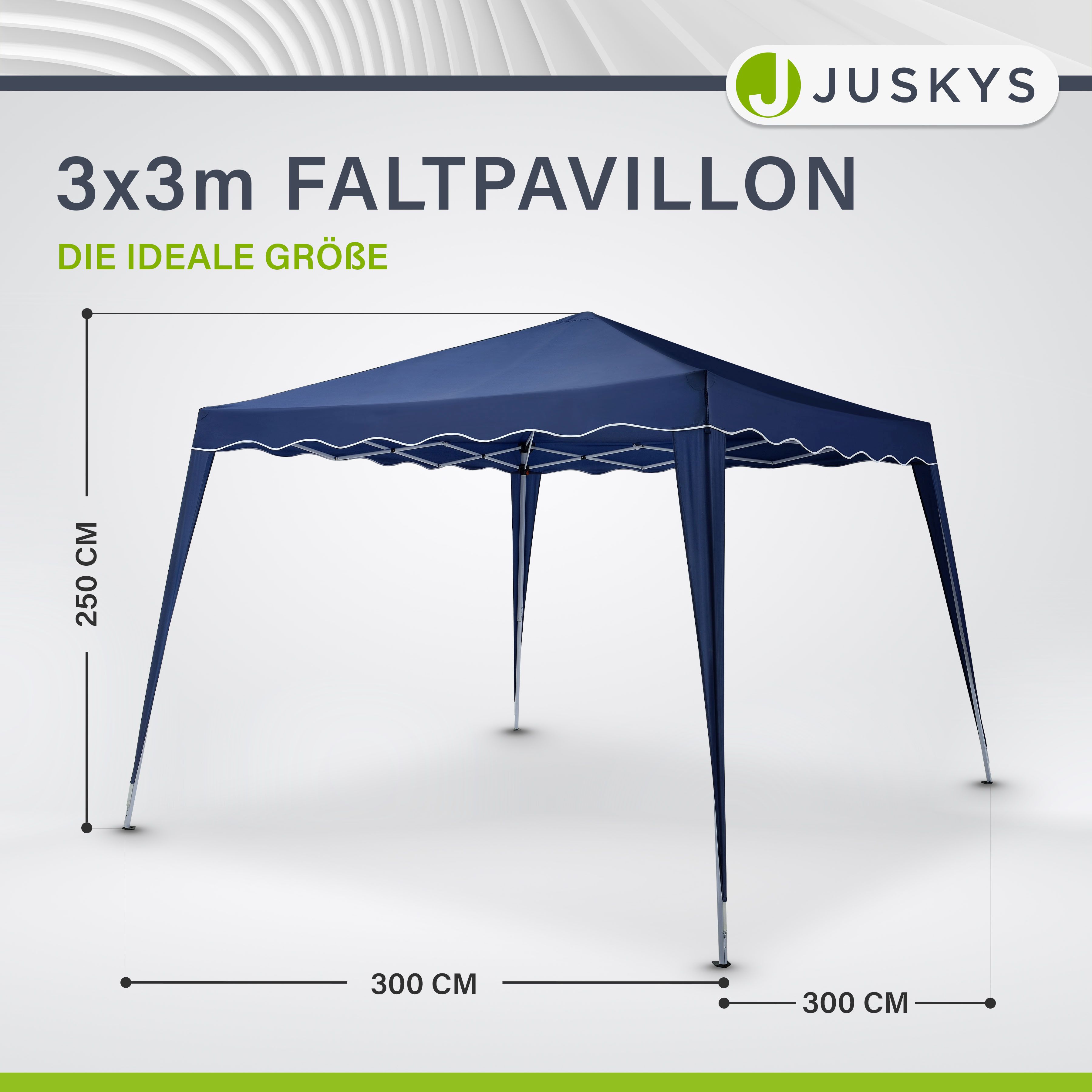 Juskys Faltpavillon Vivara 3x3 m mit Tasche – UV50+ Sonnenschutz Pavillon höhenverstellbar& faltbar