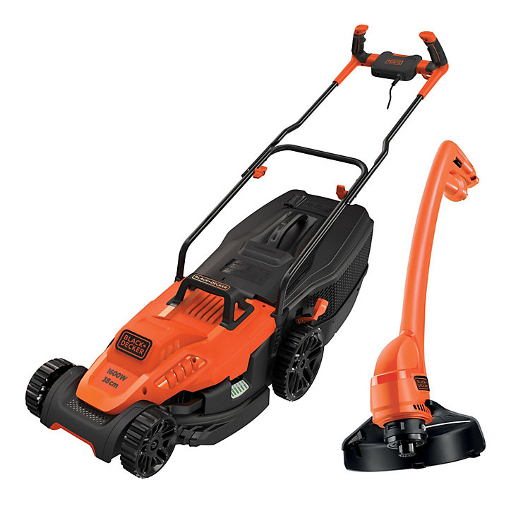 Lot tondeuse poussée électrique 1600W 38CM + coupe-bordures électriques 350W 23CM Black et Decker