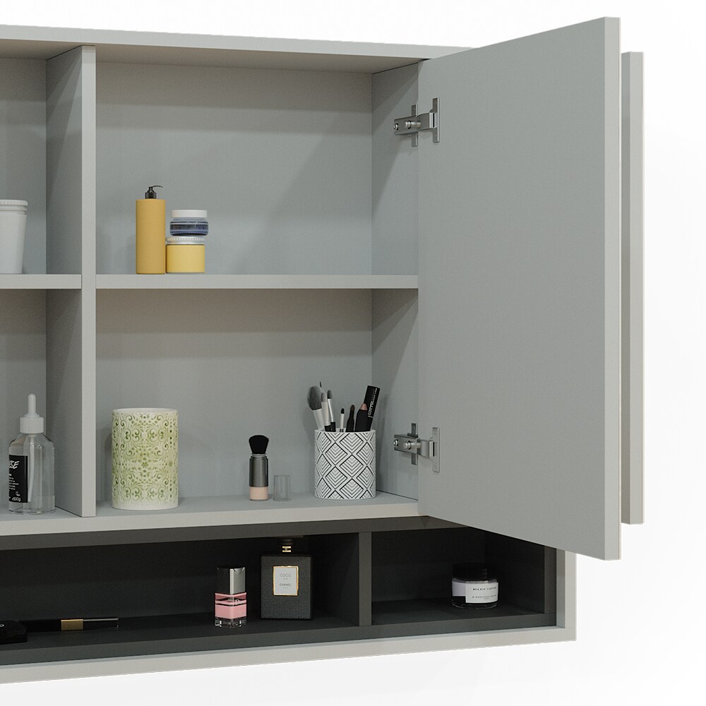 Vicco Spiegelschrank Badschrank Badezimmermöbel Beatrice Grau Anthrazit modern 80x72 cm Badspiegel Badezimmer Schrank Badmöbel Schranktür Schrankfach