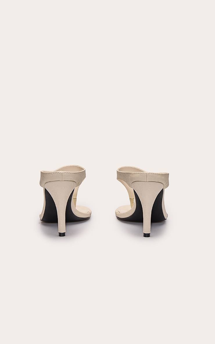 Crème Sandales À Talon Aiguille En Synthétiquecuir Avec Bride Orteil Et Empeigne Haute