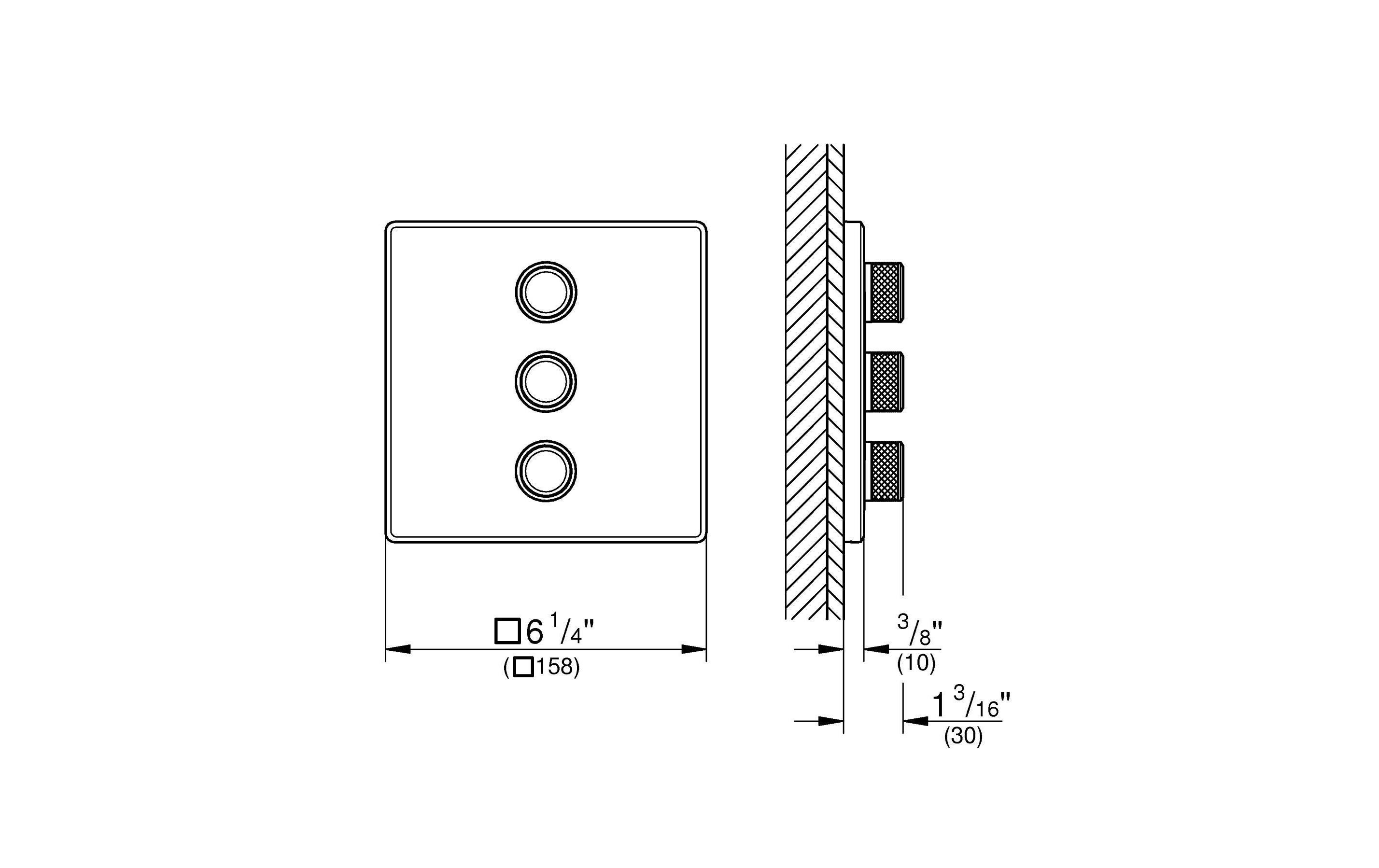 Duscharmatur Grohtherm SmartControl 43 mm, Chrom<br>Mit 3-fach Unterputzventil