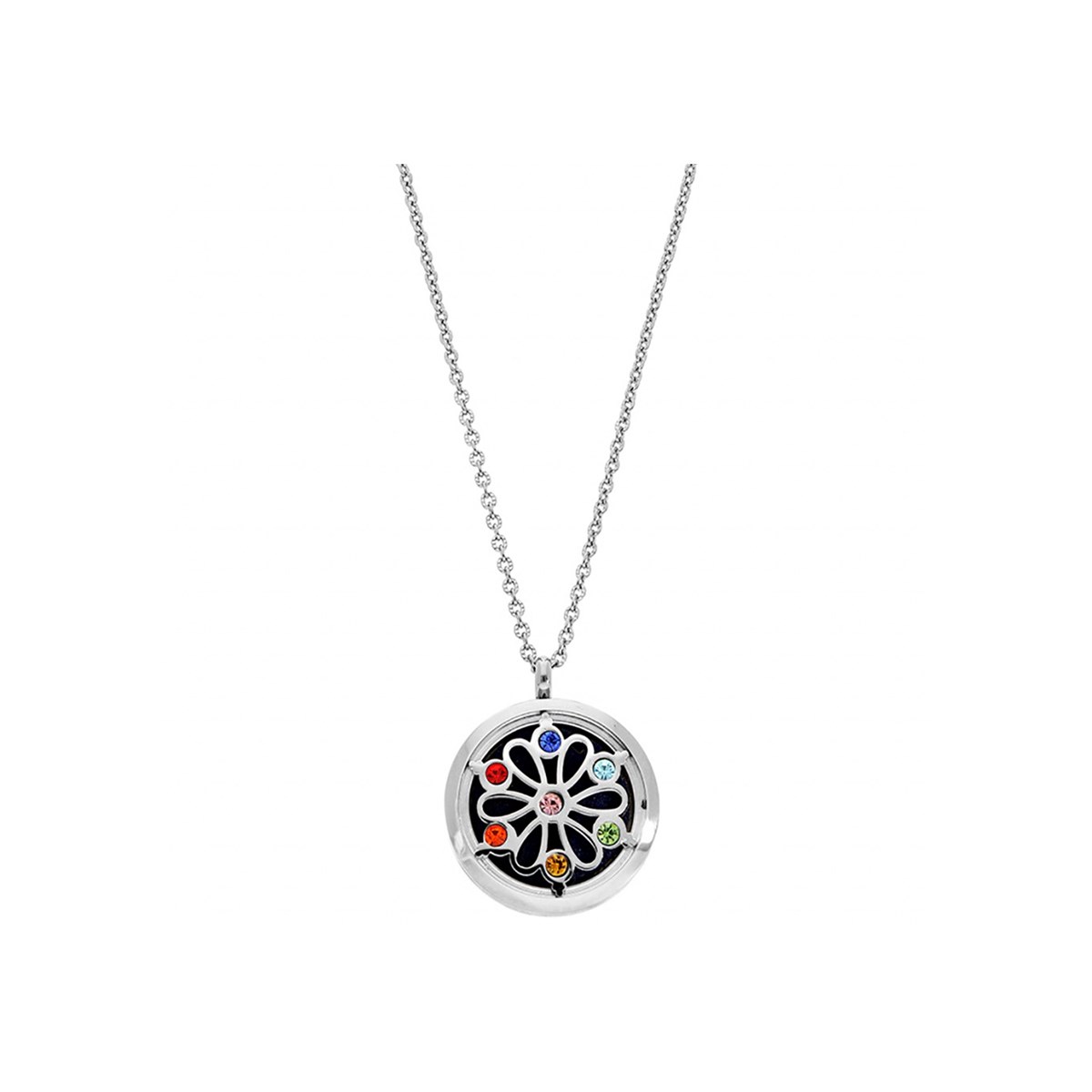 Collier senteur en acier - Fleur de vie 7 chakras