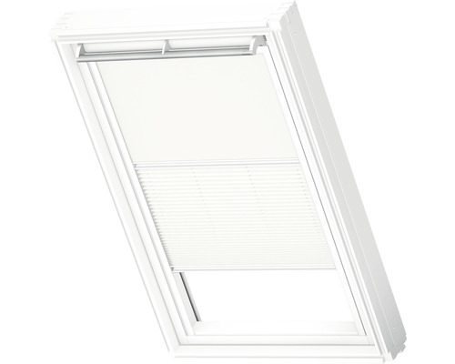 VELUX Advantage Set: Verduisterend rolgordijn, effen wit, en plisségordijn, wit, handmatig, frame wit, DFD C02 1025SWL